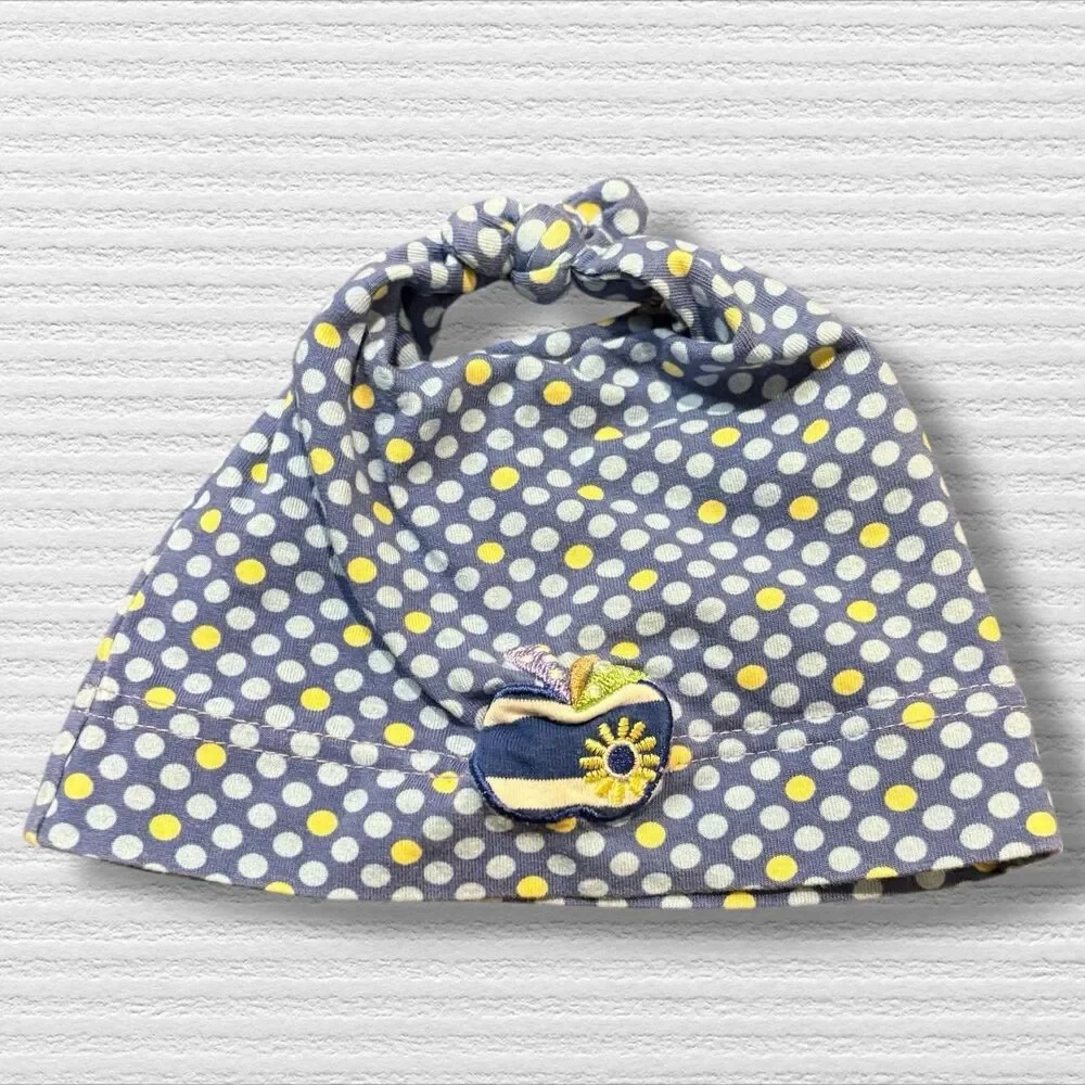 Sterntaler Baby Girl Cotton Beanie Hat 6-9M Blue Polka Dot Apple Sun European